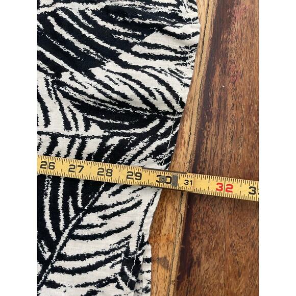 Cynthia Rowley Black White 100% Linen Palm Leaf Print Button Down Tunic Top 2X - Picture 6 of 7